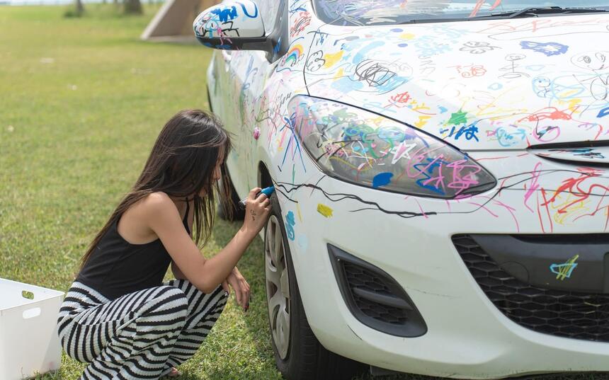 落書きカーの様子